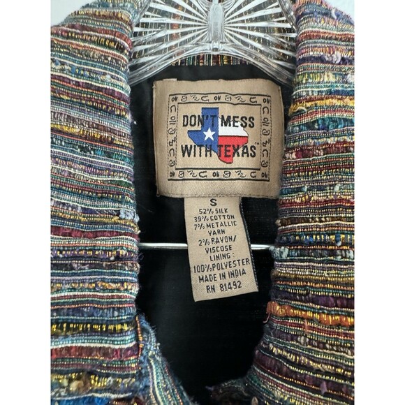 Don’t Mess With Texas Silk Blend Multi Colored Small Button Up Jacket - Picture 6 of 10